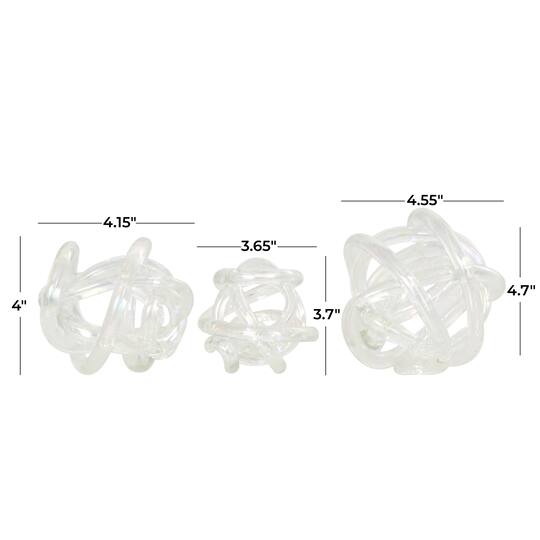 Clear Glass Knotted Ball Sculpture Set